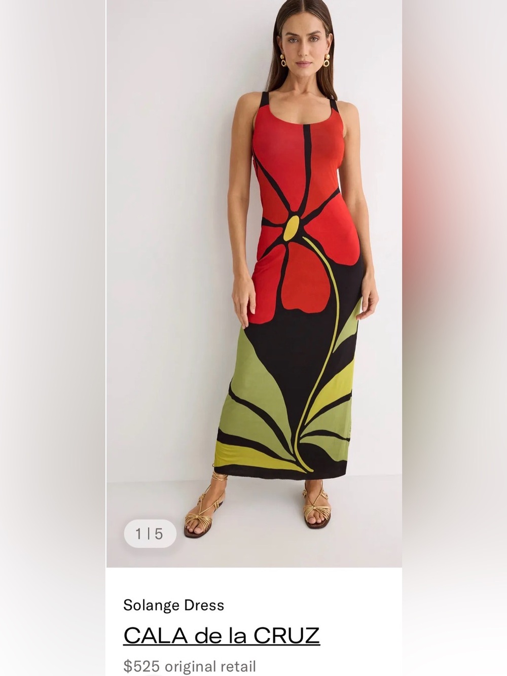 CALA de la CRUZ Solange Red Floral Maxi Dress